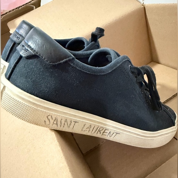 Saint Laurent Navy Canvas Low-Top Sneakers with White Sole size 36